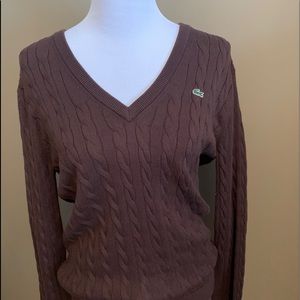 Lacoste cable V neck sweater